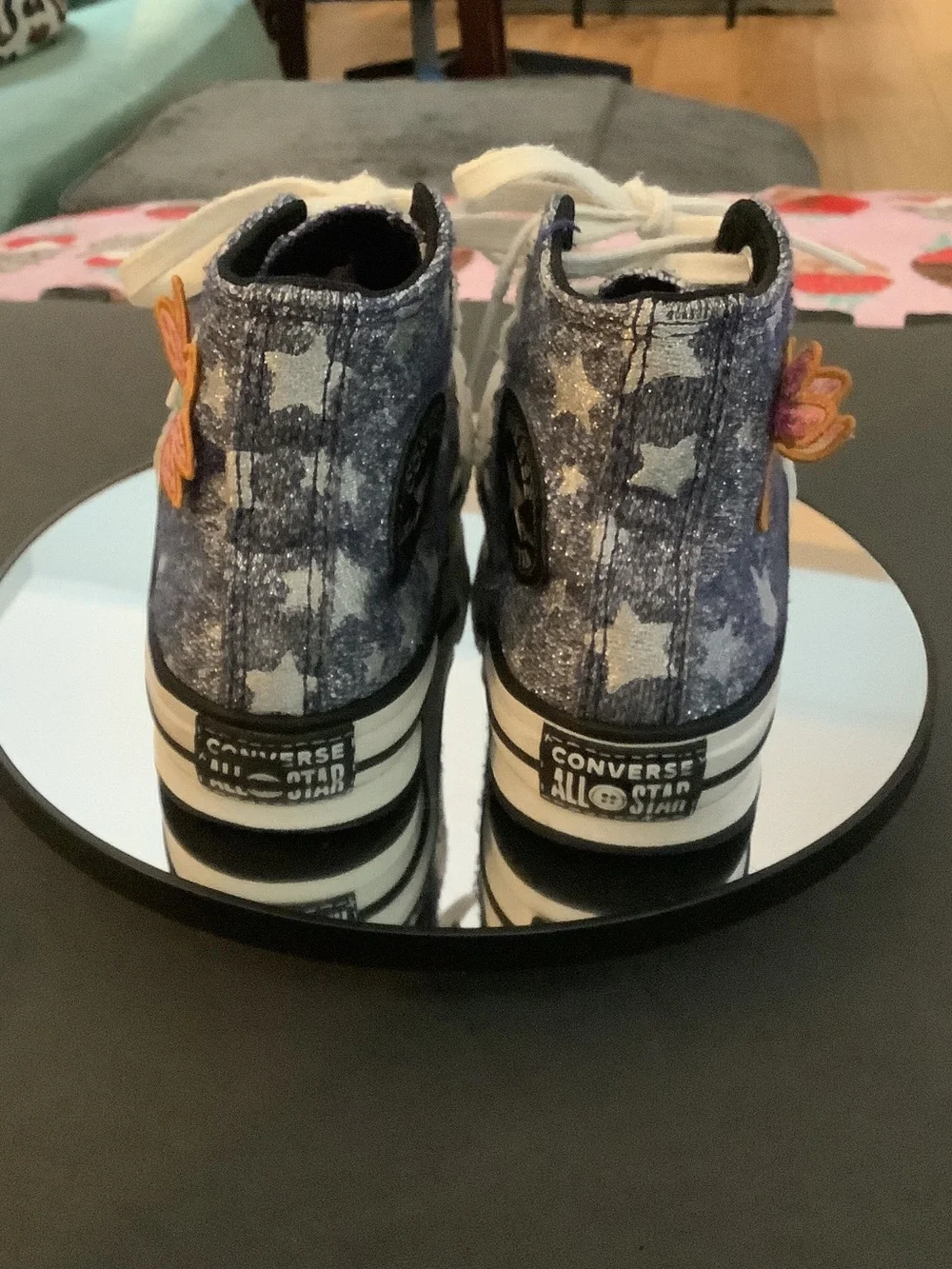 Hard to find: Converse Kids High-Top Star Print Sneakers with Butterfly Patch